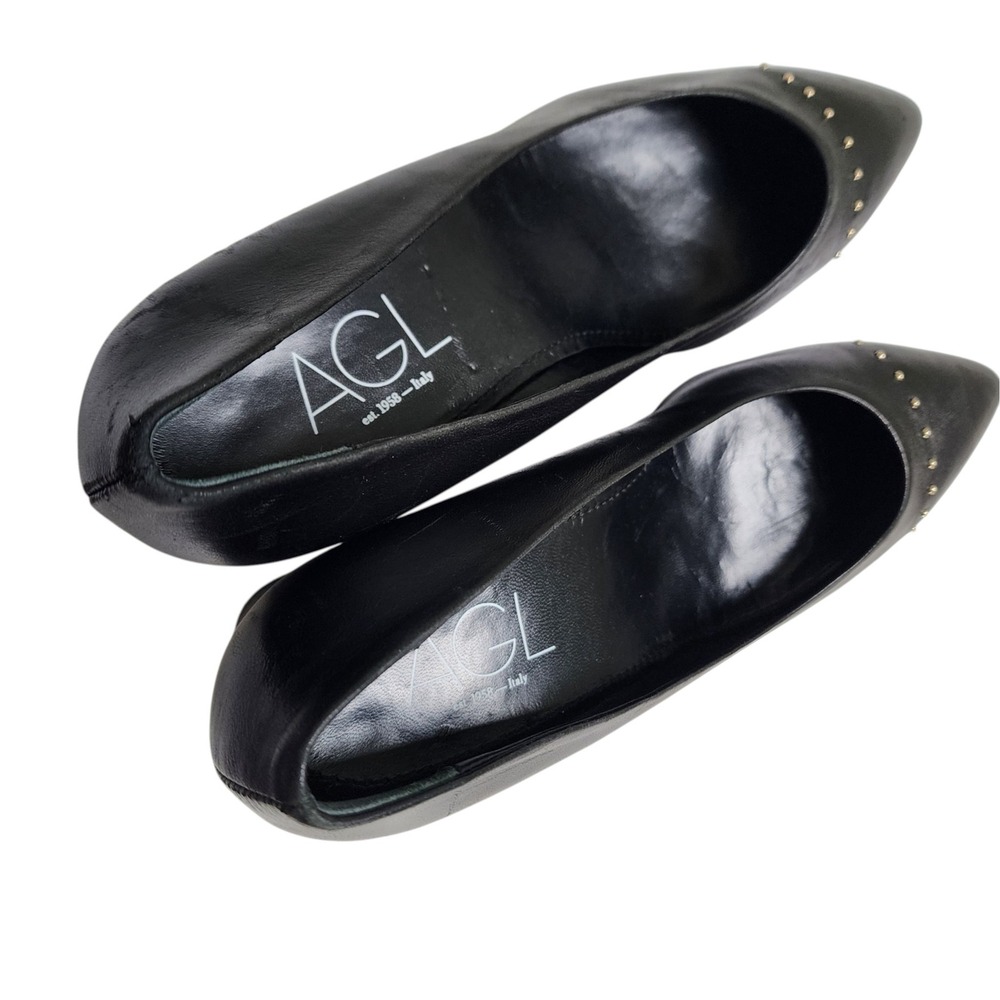 Attilio Giusti Leombruni Black Pointed Toe Mid Heel Pumps - Picture 8 of 12